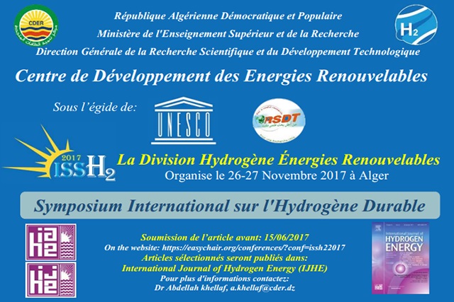 Symposium International sur l&rsquo;Hydrogène Durable (ISSH2&rsquo;2017)