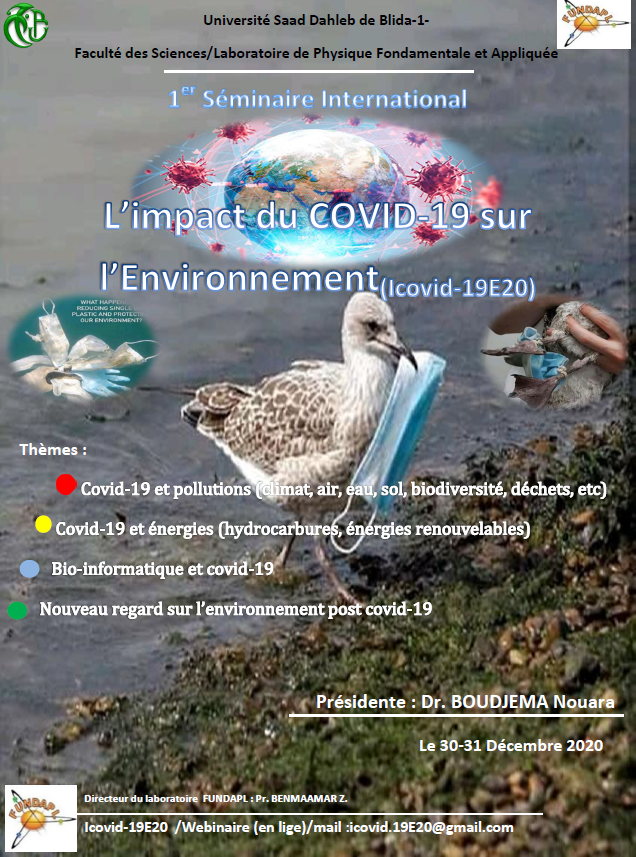 1er séminaire international Icovid-19E20, les 30-31 Décembre 2020 – Université de Blida