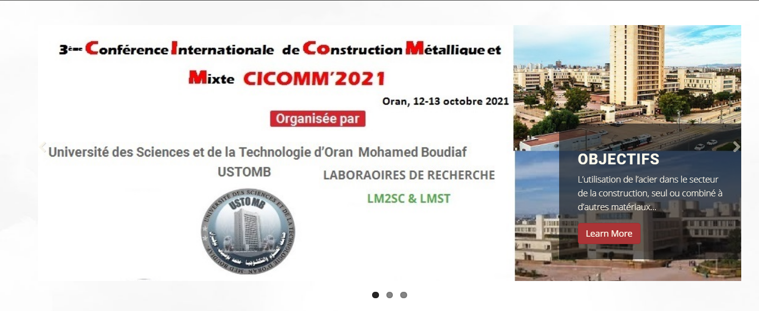 la 3em Conférence Internationale de Construction Métallique et Mixte (CICOMM&rsquo;2021_Oran, 12-13 Octobre 2021